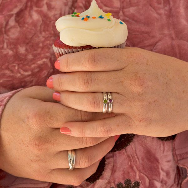 Stackable Birthstone Rings Silver